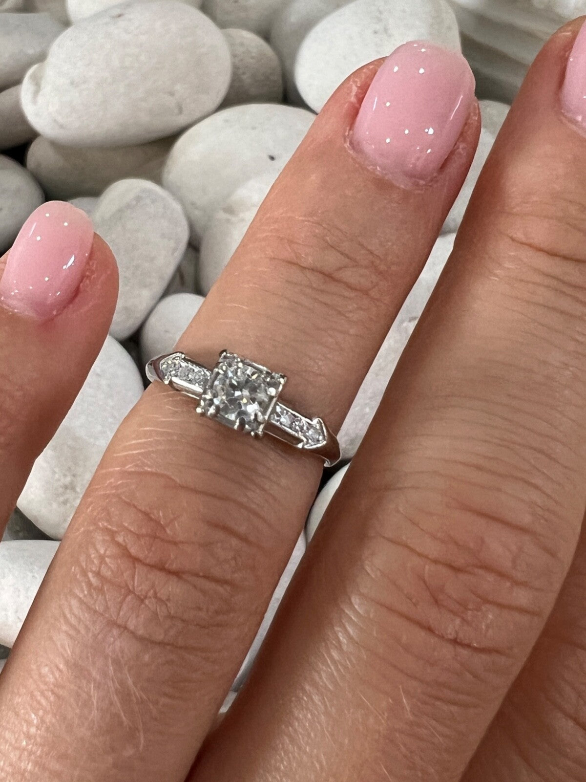 Jabel 18K White Gold Diamonds Ring Size 4.5