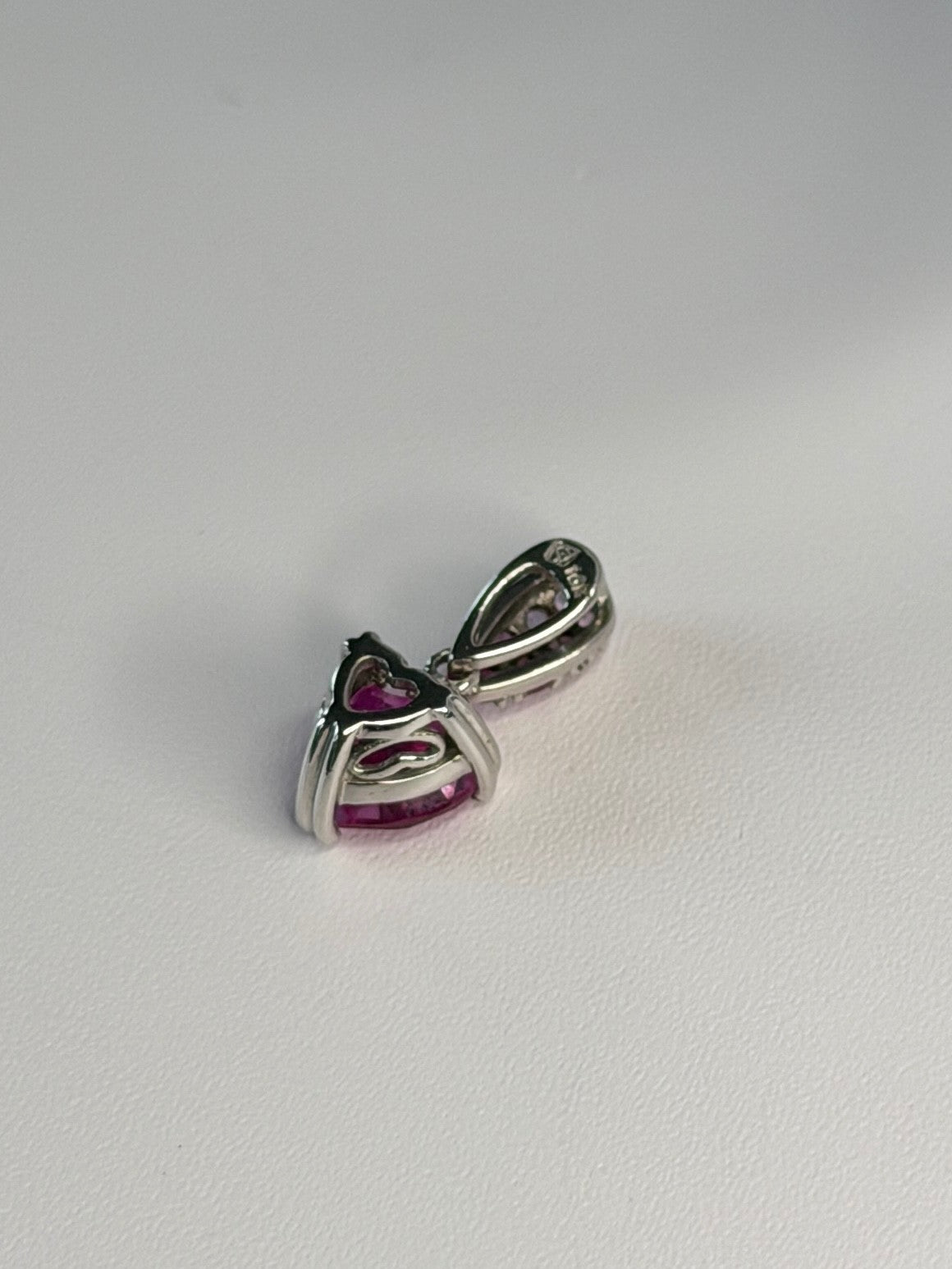 10K White Gold Pink Topaz Heart Pendant