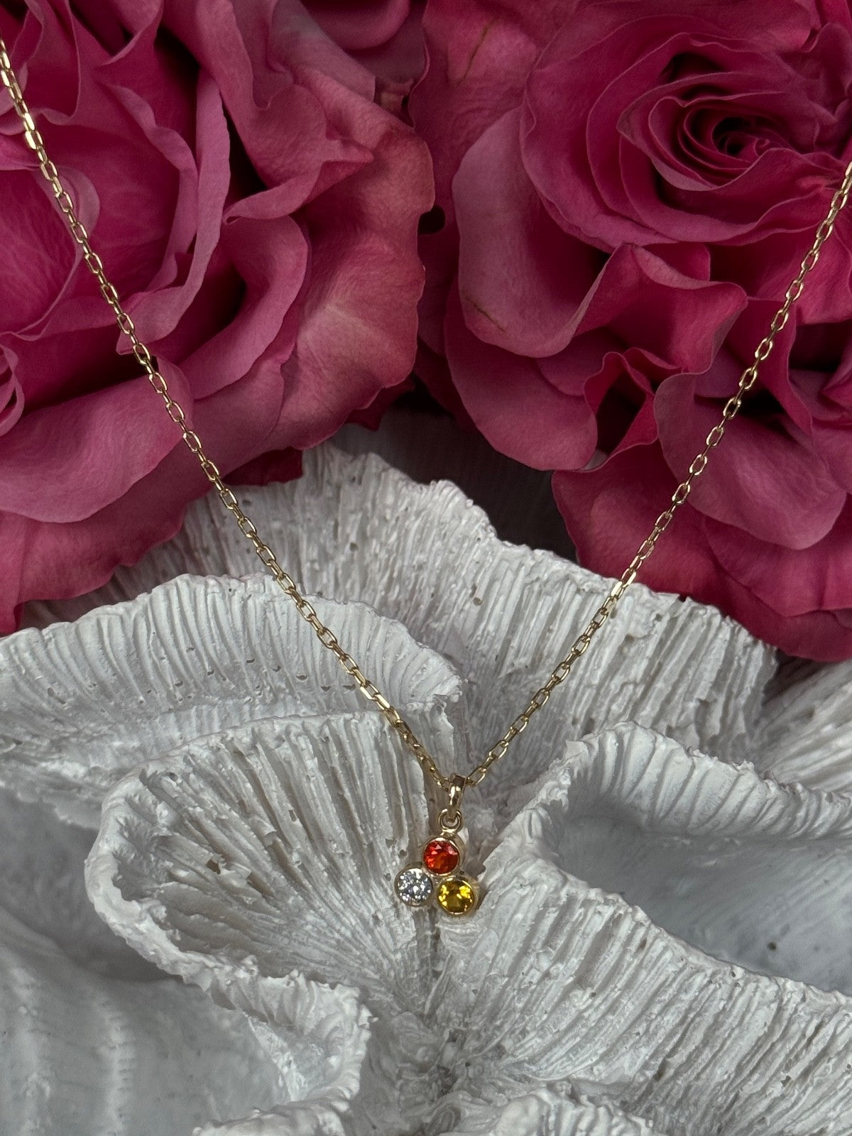 14K Yellow Gold Diamond Citrine Spinel Necklace