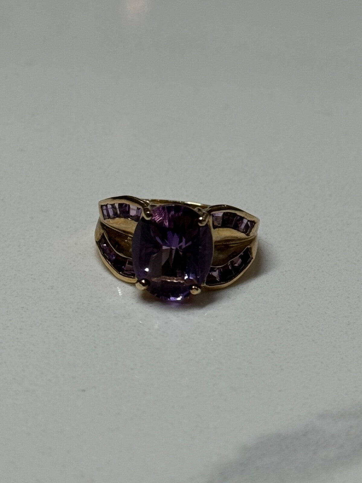 10K Yellow Gold Amethyst Ring Size 7