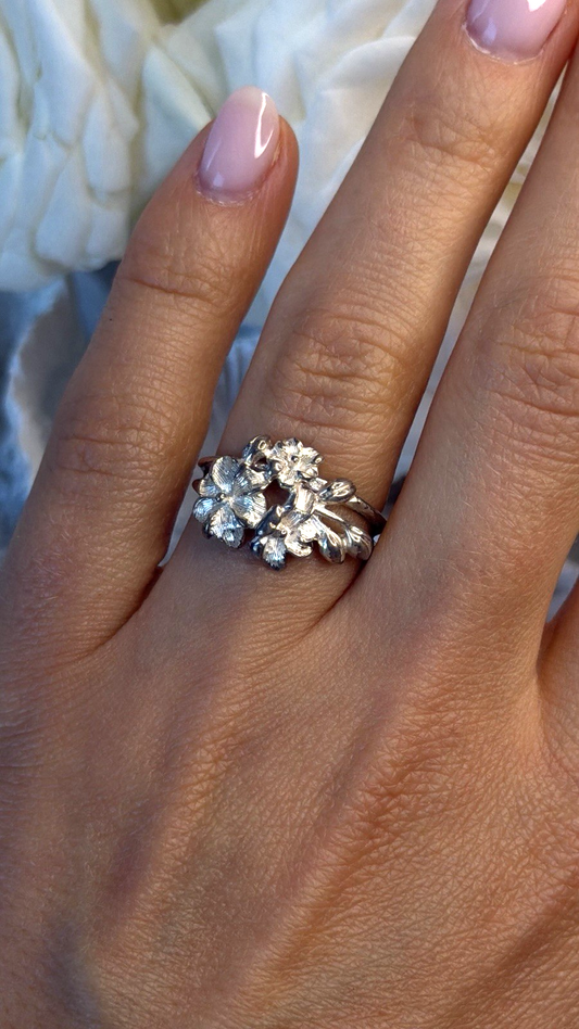 Vintage Delicate Flower Nature 925 Sterling Silver Ring Size 7.5