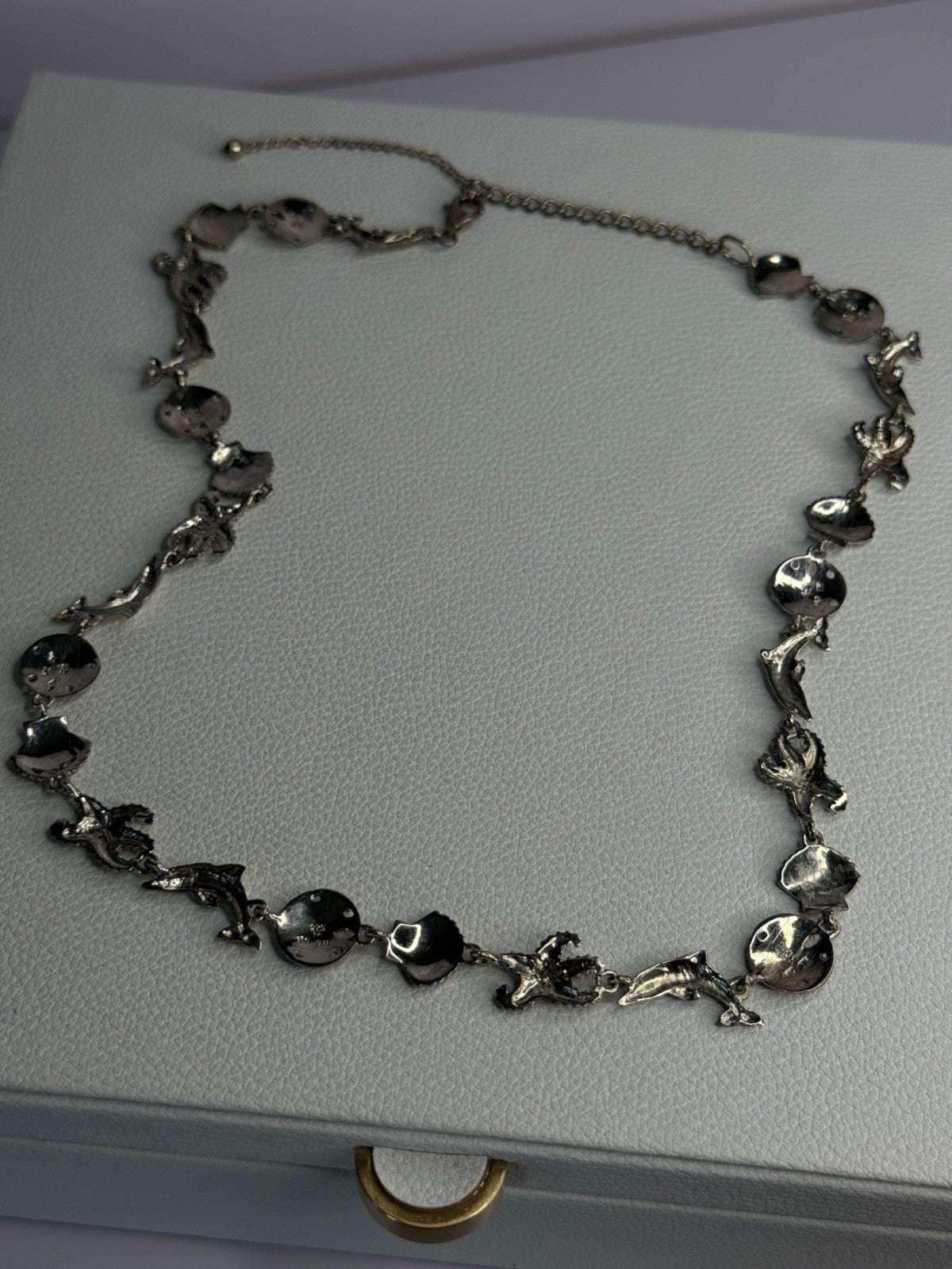 925 Sterling Silver Ocean Style Necklace Length 21/ 19 Inch