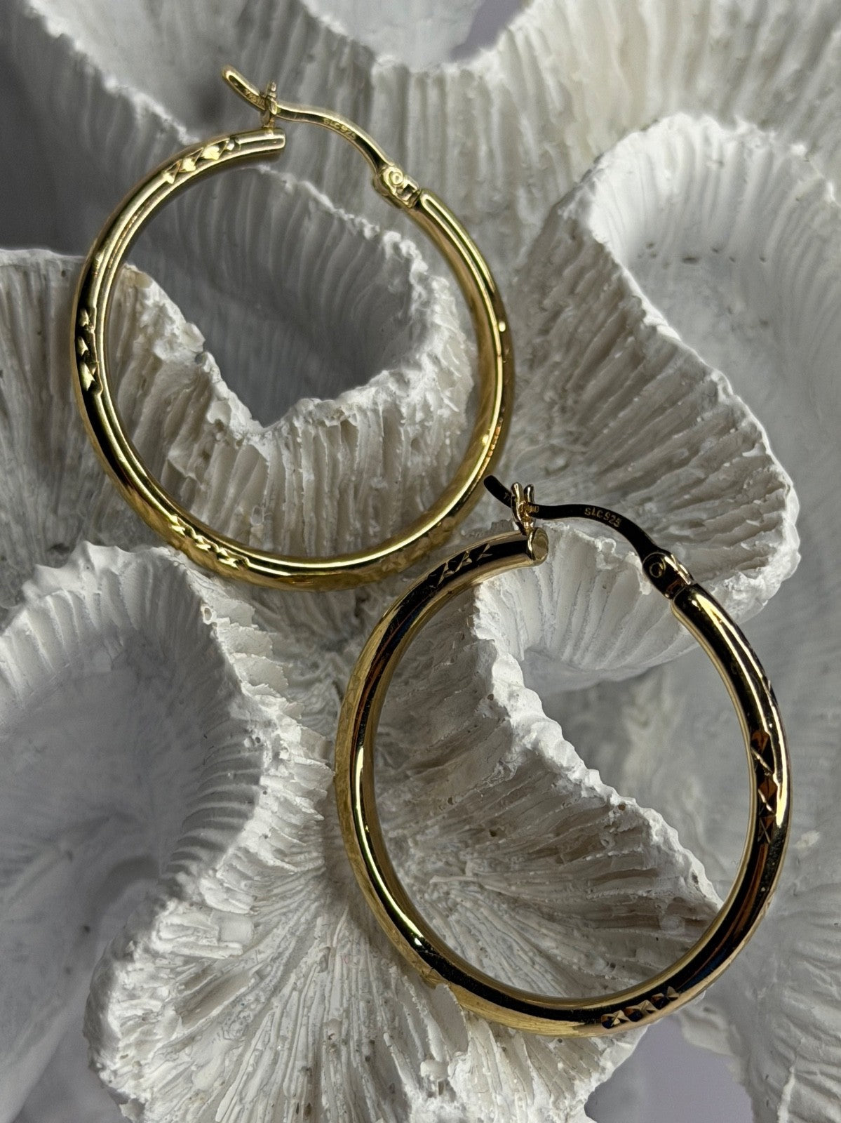 SLC 925 Sterling Silver Gold Plated Hoop Earrings
