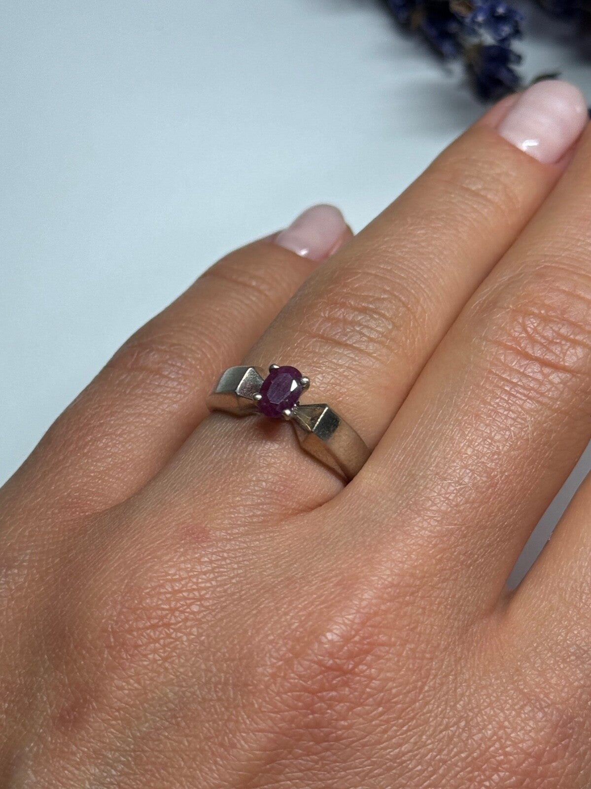 925 Sterling Silver Ruby Ring Size 6