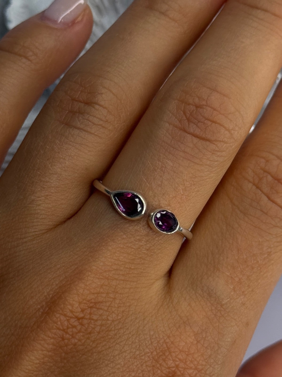 925 Sterling Silver Purple Tourmaline Ring Sizable