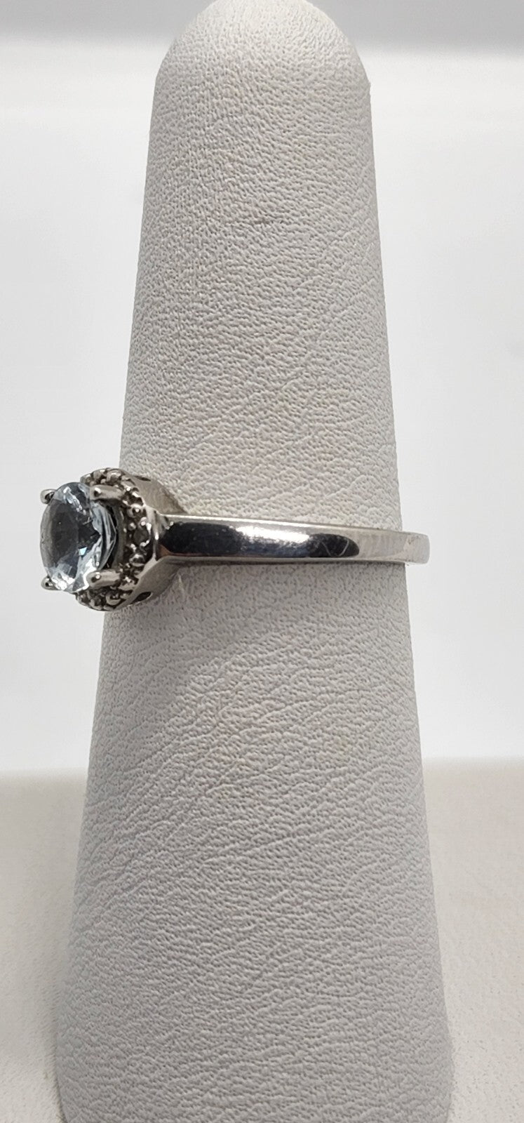925 Sterling Silver Aquamarine Ring Size 6.5