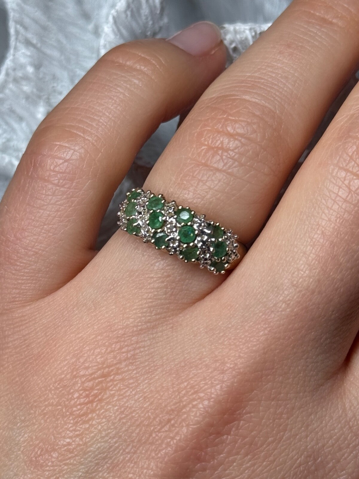 10K Yellow Gold Ring Emerald & Diamond Size 6