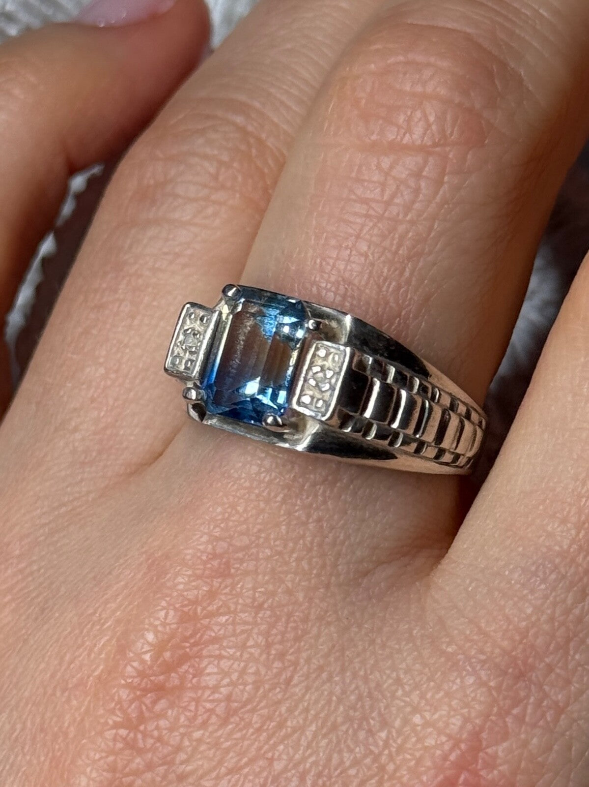 925 Sterling Silver Spinel Men'S Ring Size 8.5