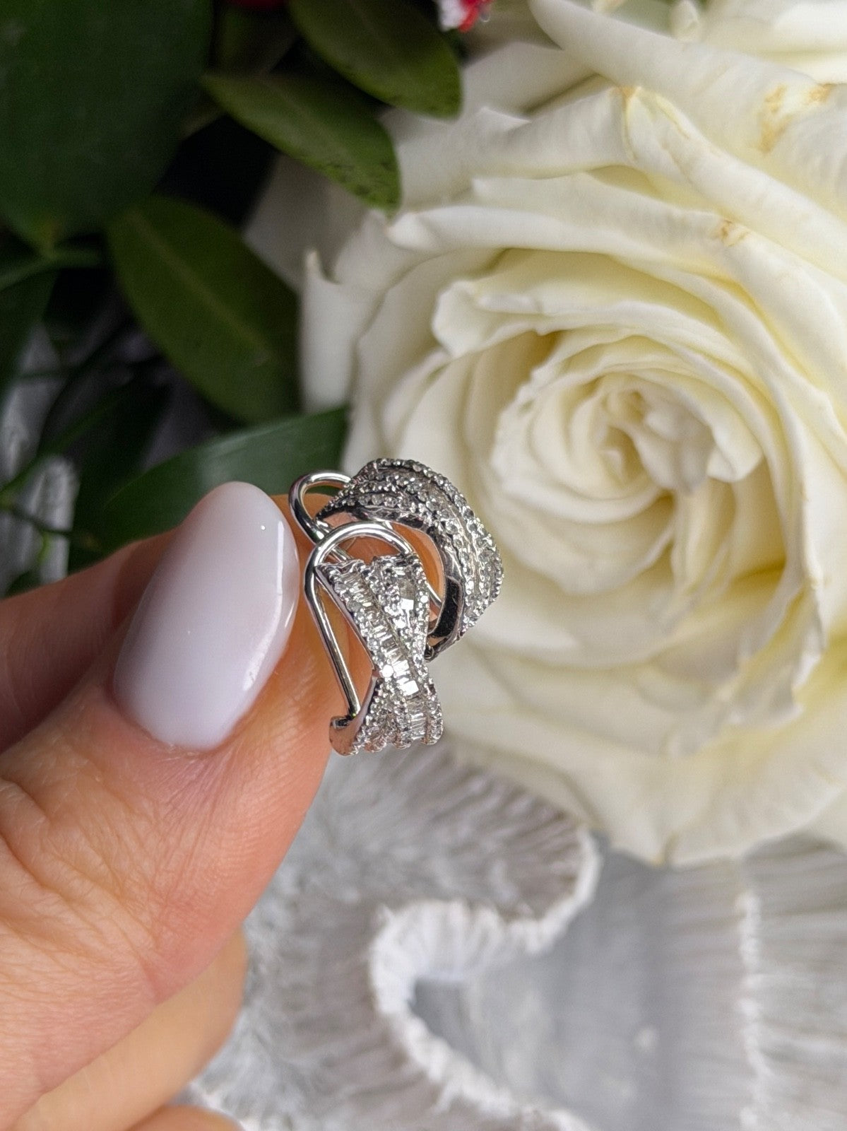 Beautiful 925 Sterling Silver White Topaz Earrings