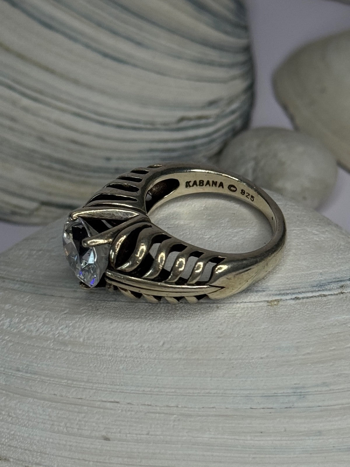 Kabana 925 Sterling Silver Cz Ring Size 6