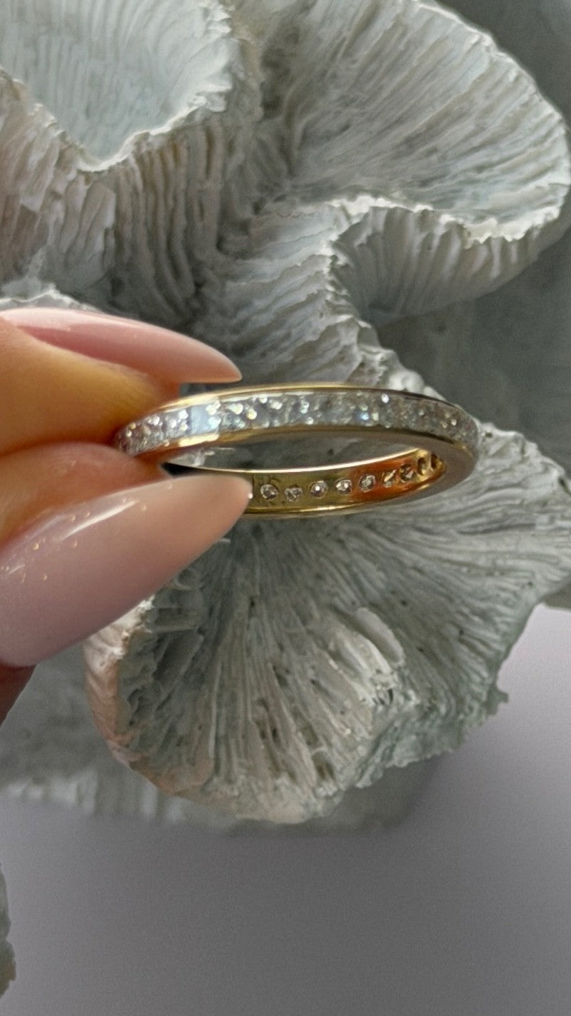 18K Yellow Gold Diamond 1.50 ct Band Ring Size 9.5