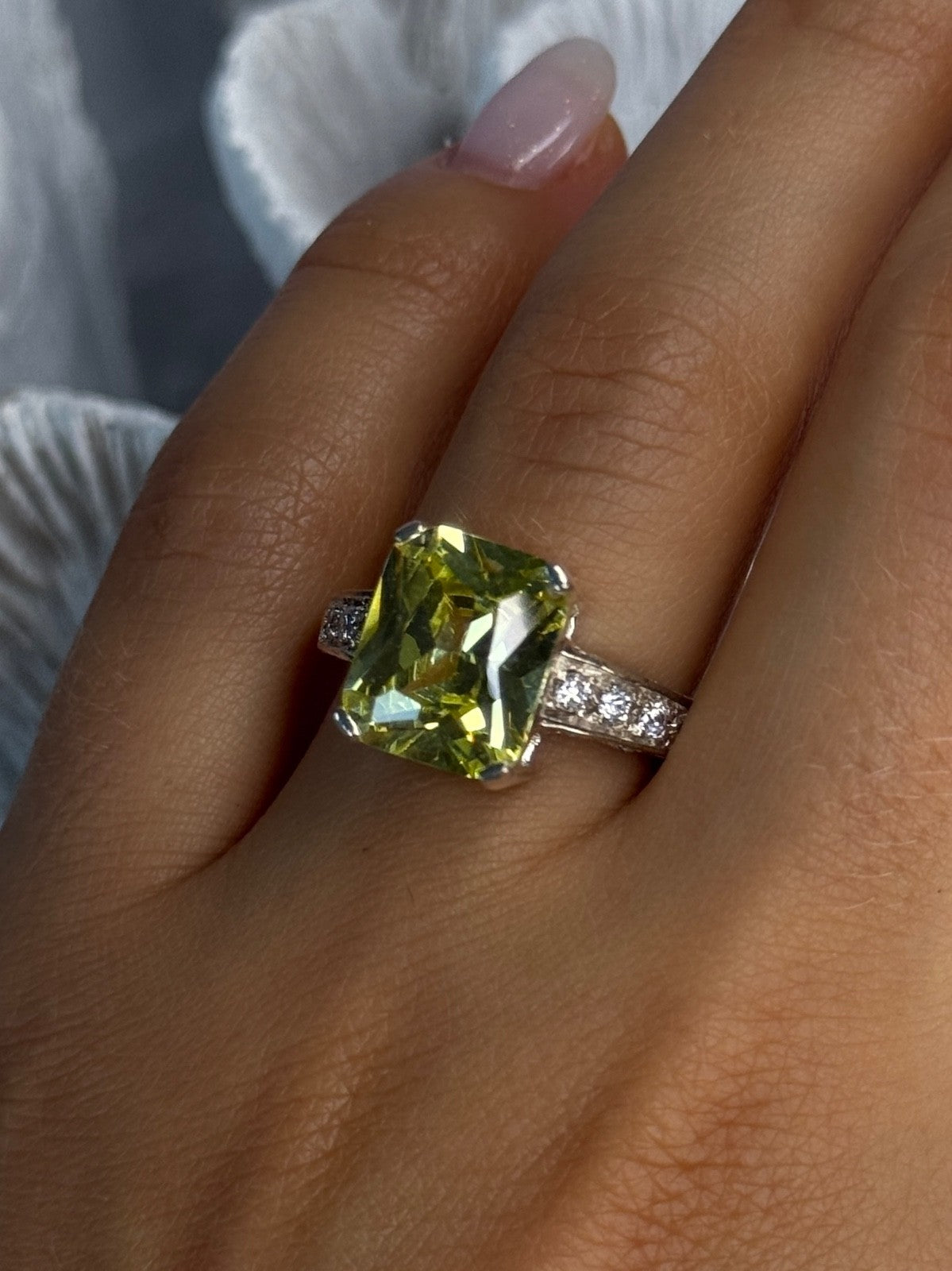 925 Sterling Silver Lemon Quartz Ring Size 8
