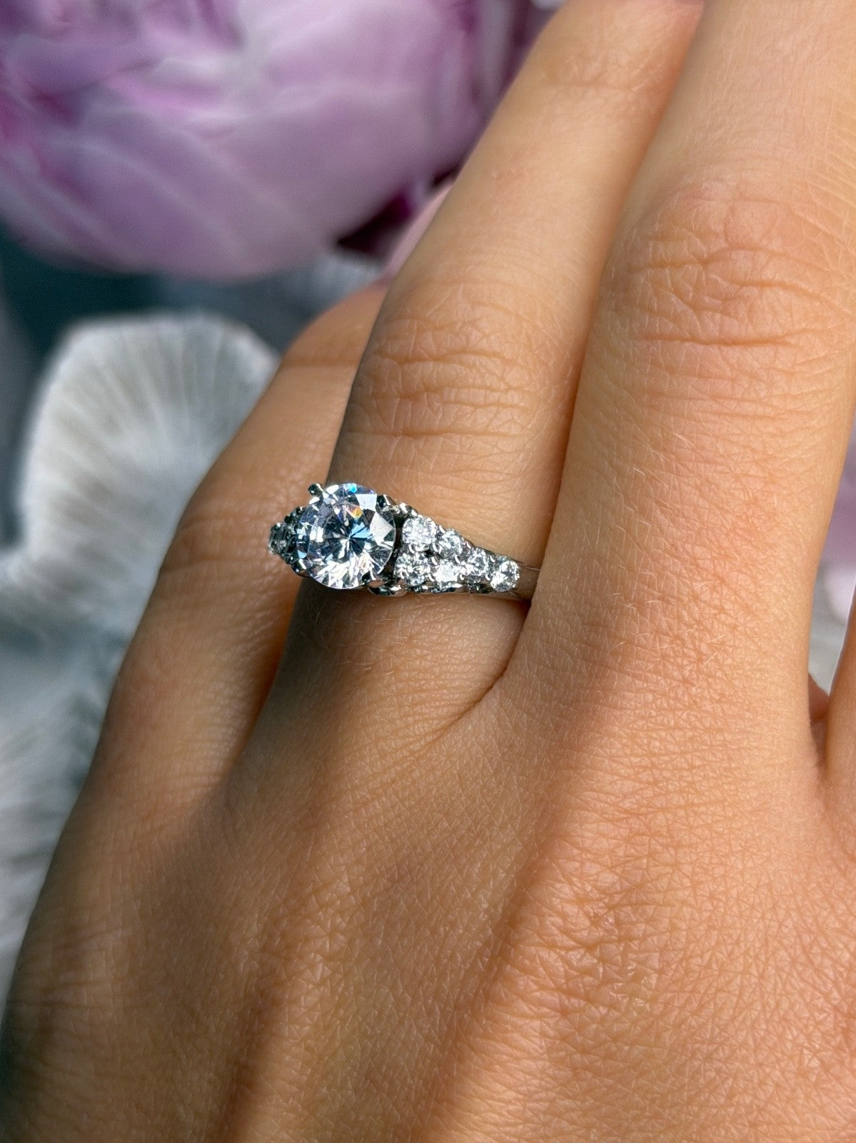 GOC 925 Sterling Silver tcw 1.80 Cz Ring Size 7