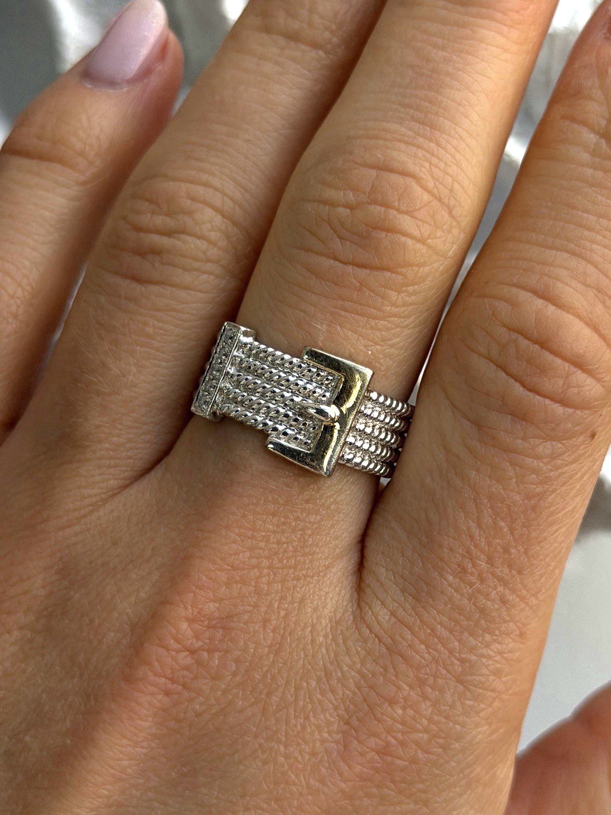 925 Sterling Silver Gold Plated Part Cz Ring Size 9