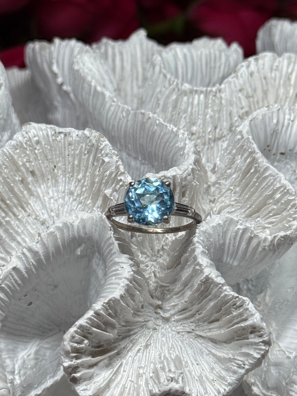925 Sterling Silver Topaz & Beryl Ring Size 6