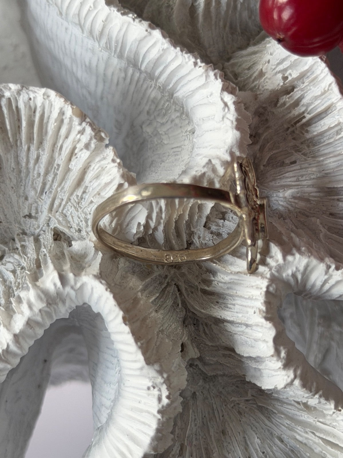 JC 925 Sterling Silver Abalone Butterfly Ring Size 8