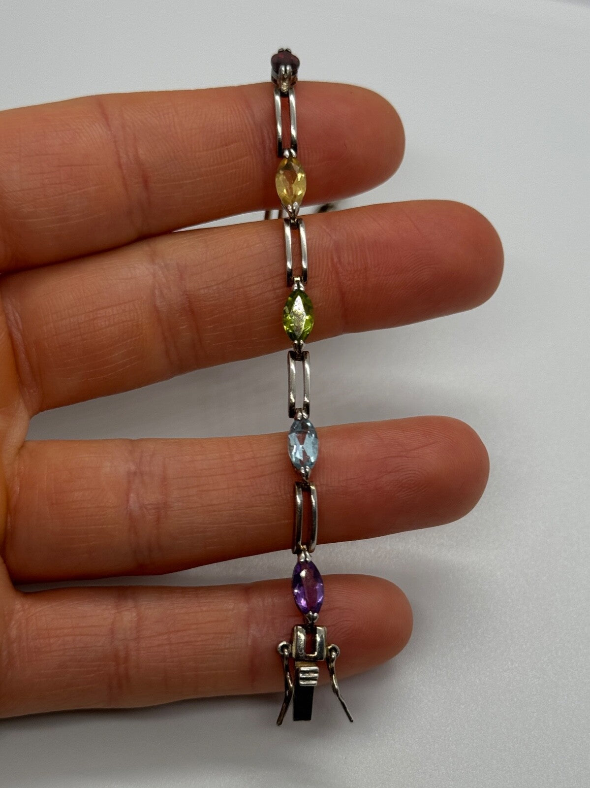 925 Sterling Silver Tourmalines Bracelet