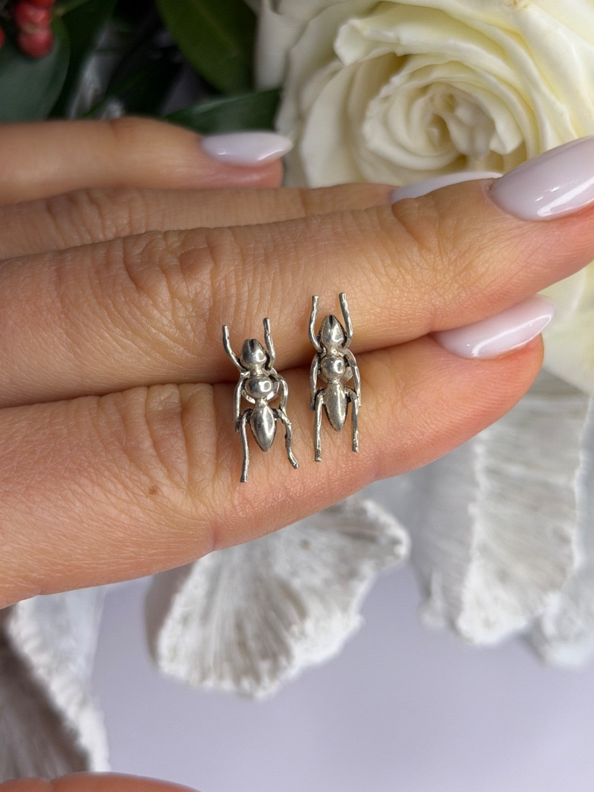 Cute Ant Bug 925 Sterling Silver Earrings