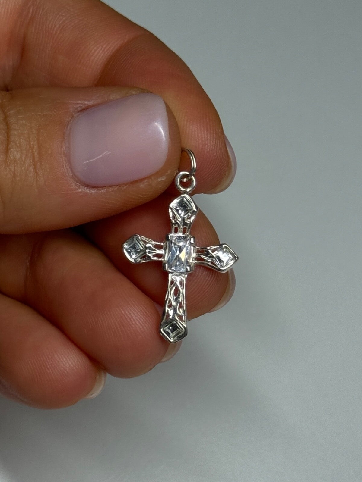 925 Sterling Silver CZ Cross Length 28 Mm