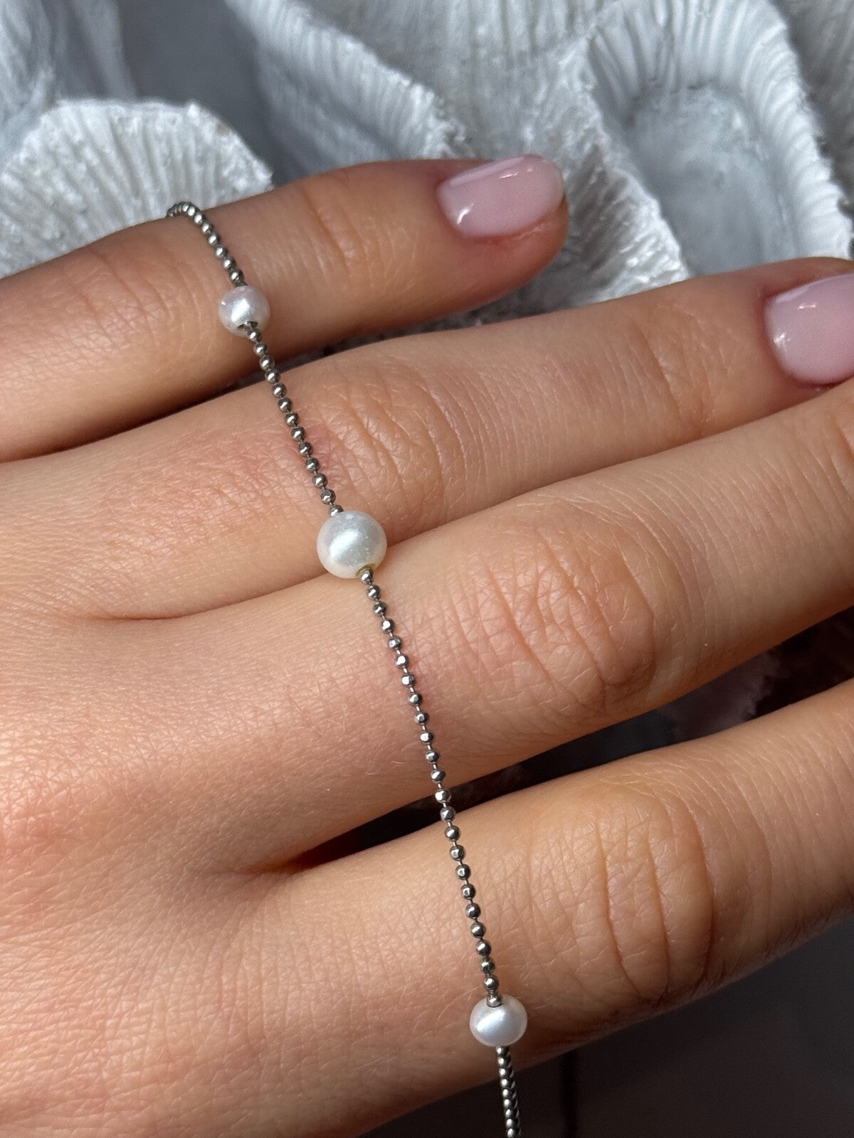 925 Sterling Silver Pearls Necklace Length 18 Inch Elegant