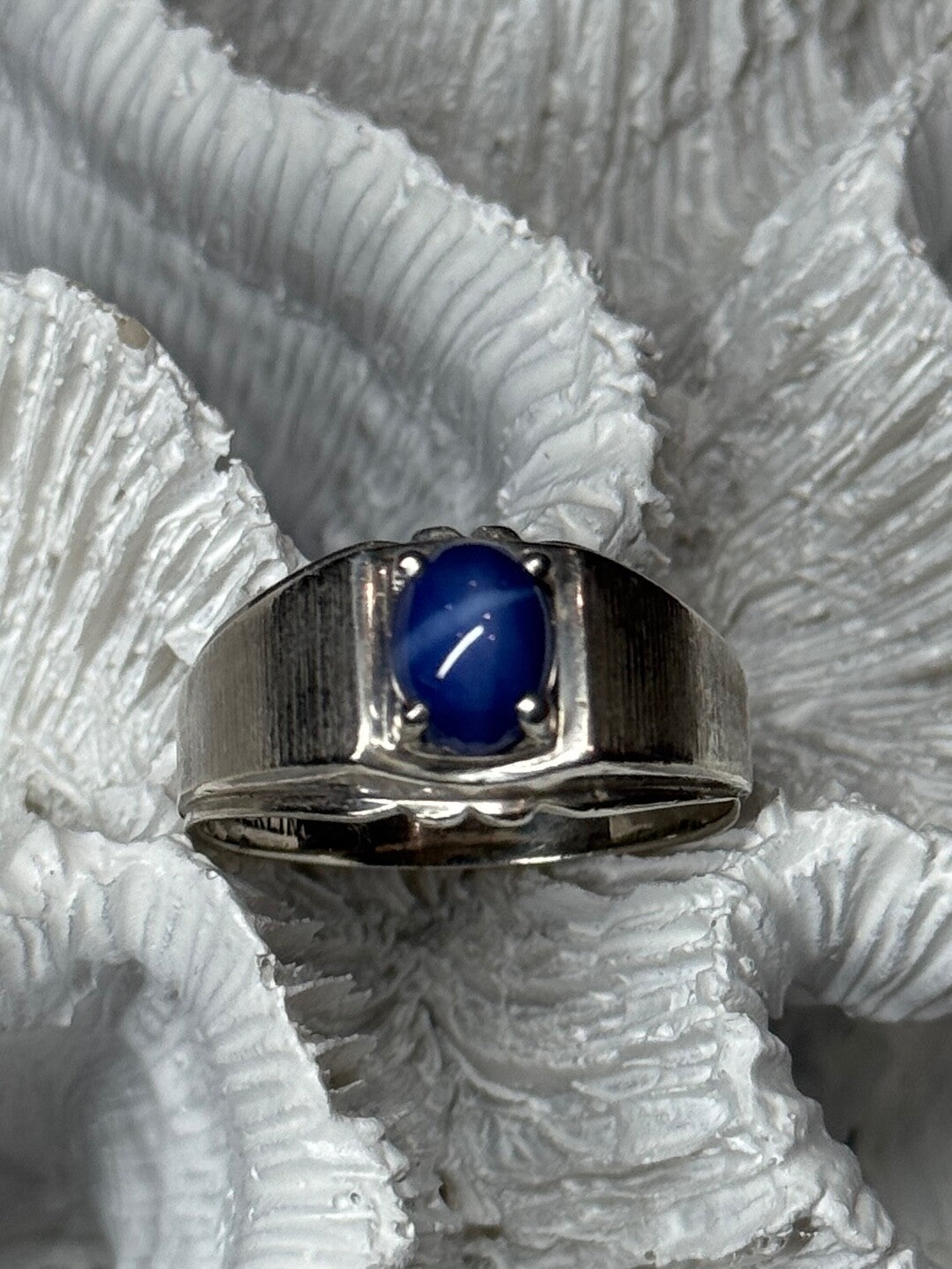 Men'S 925 Sterling Silver Star Sapphire Ring Size 10