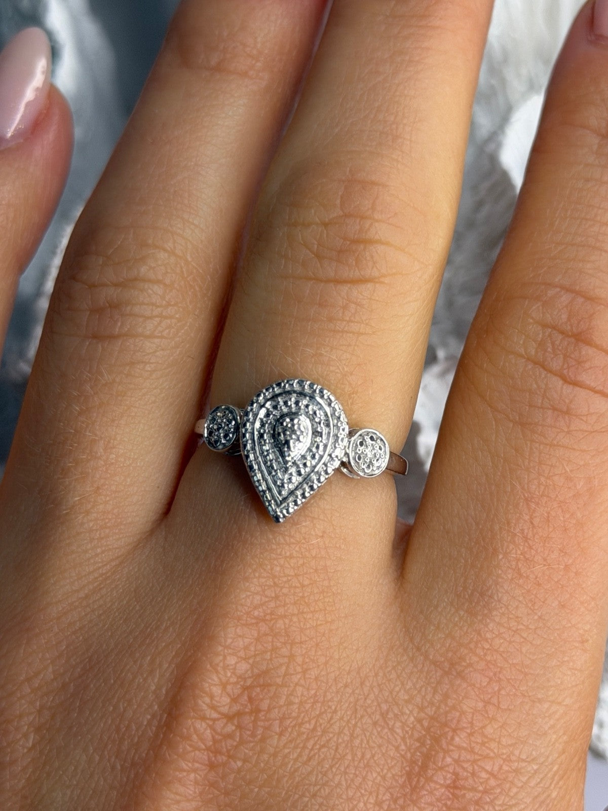 925 Sterling Silver Diamond Ring Size 7