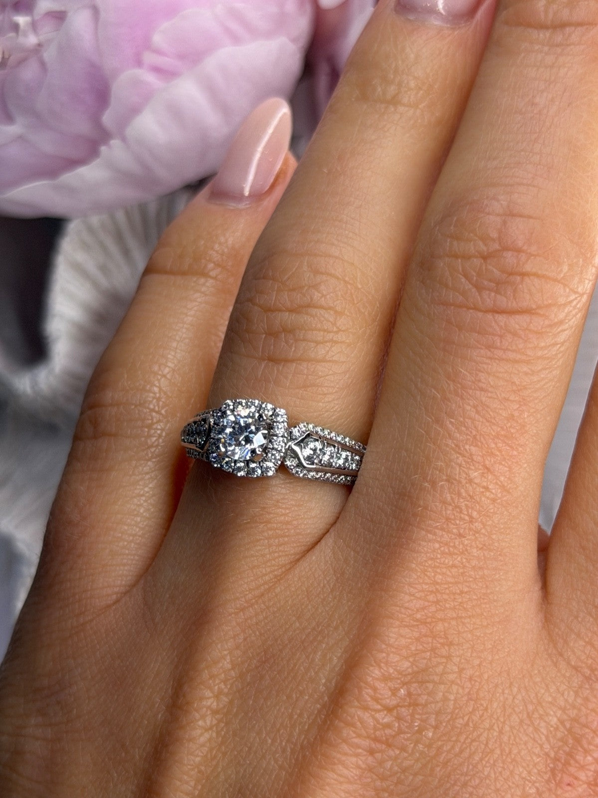 GOC 925 Sterling Silver tcw 1.43 Cz Ring Size 7