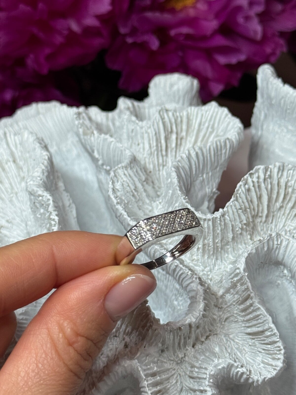 925 Sterling Silver Diamonds Ring Size 9.25