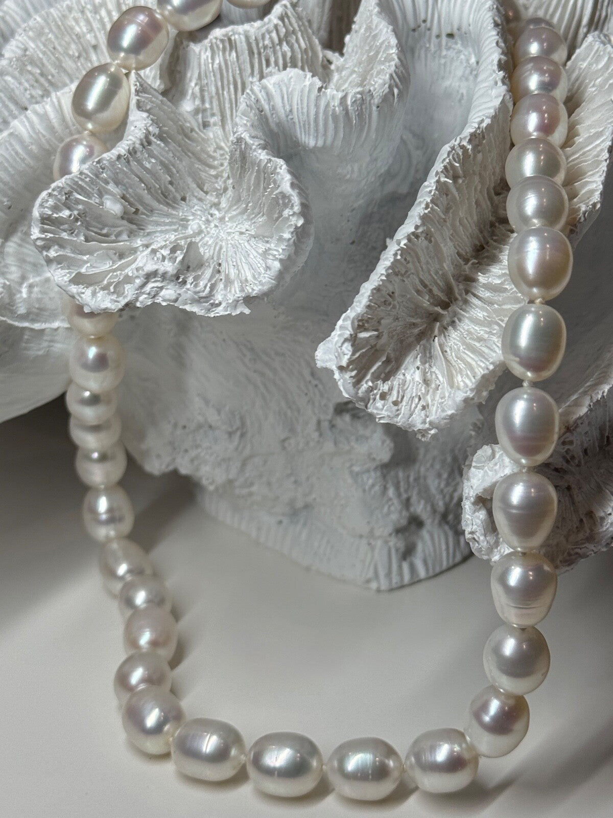 925 Sterling Silver Freshwater Pearls Necklace Length 18 IN