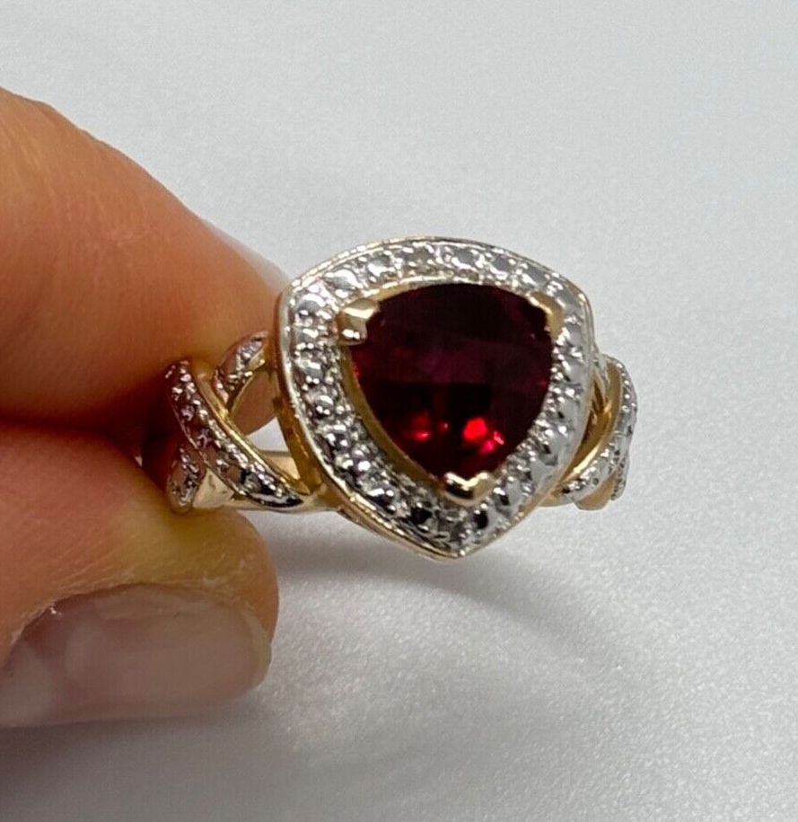 925 Sterling Silver Gold Plated Spinel Ring Size 7