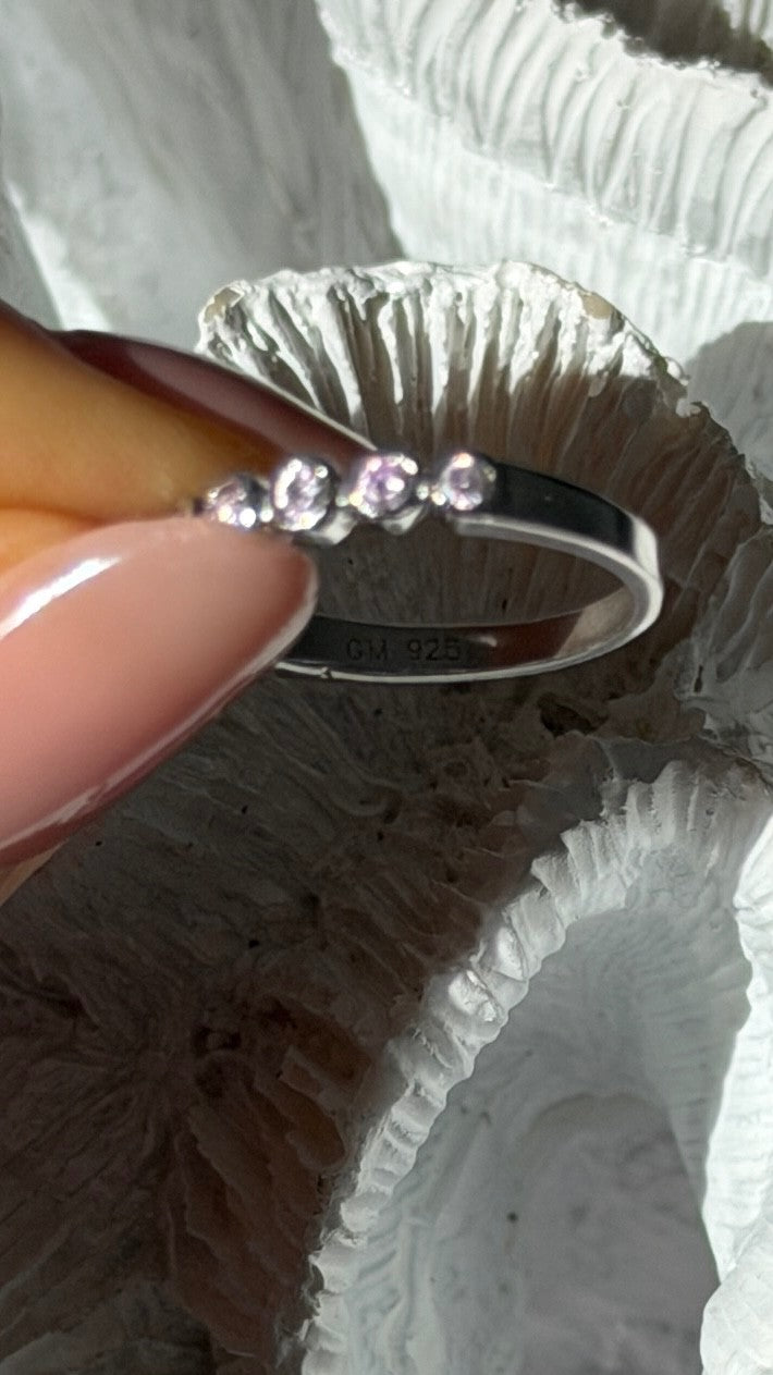 925 Sterling Silver Pink Spinel Ring Size 6