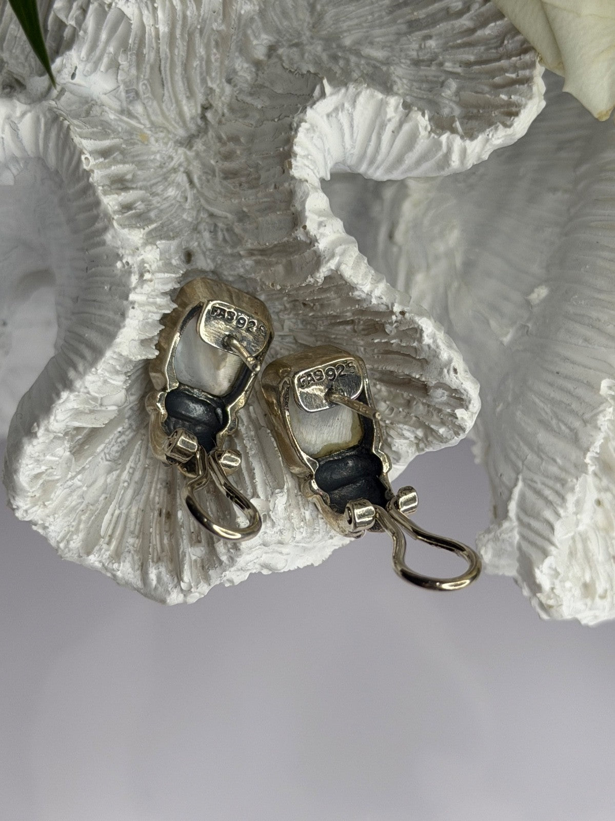 Vintage 925 Sterling Silver Abalone Earrings