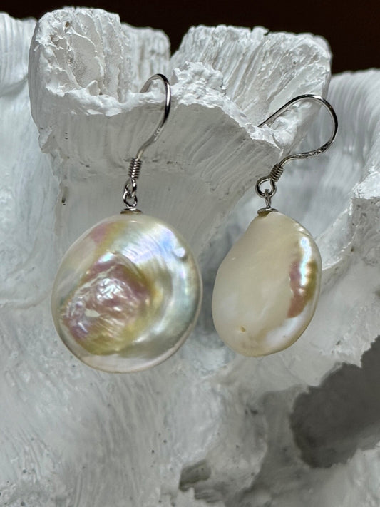 925 Sterling Silver Fresh Water Pearl Earrings Length 1.8 Inch