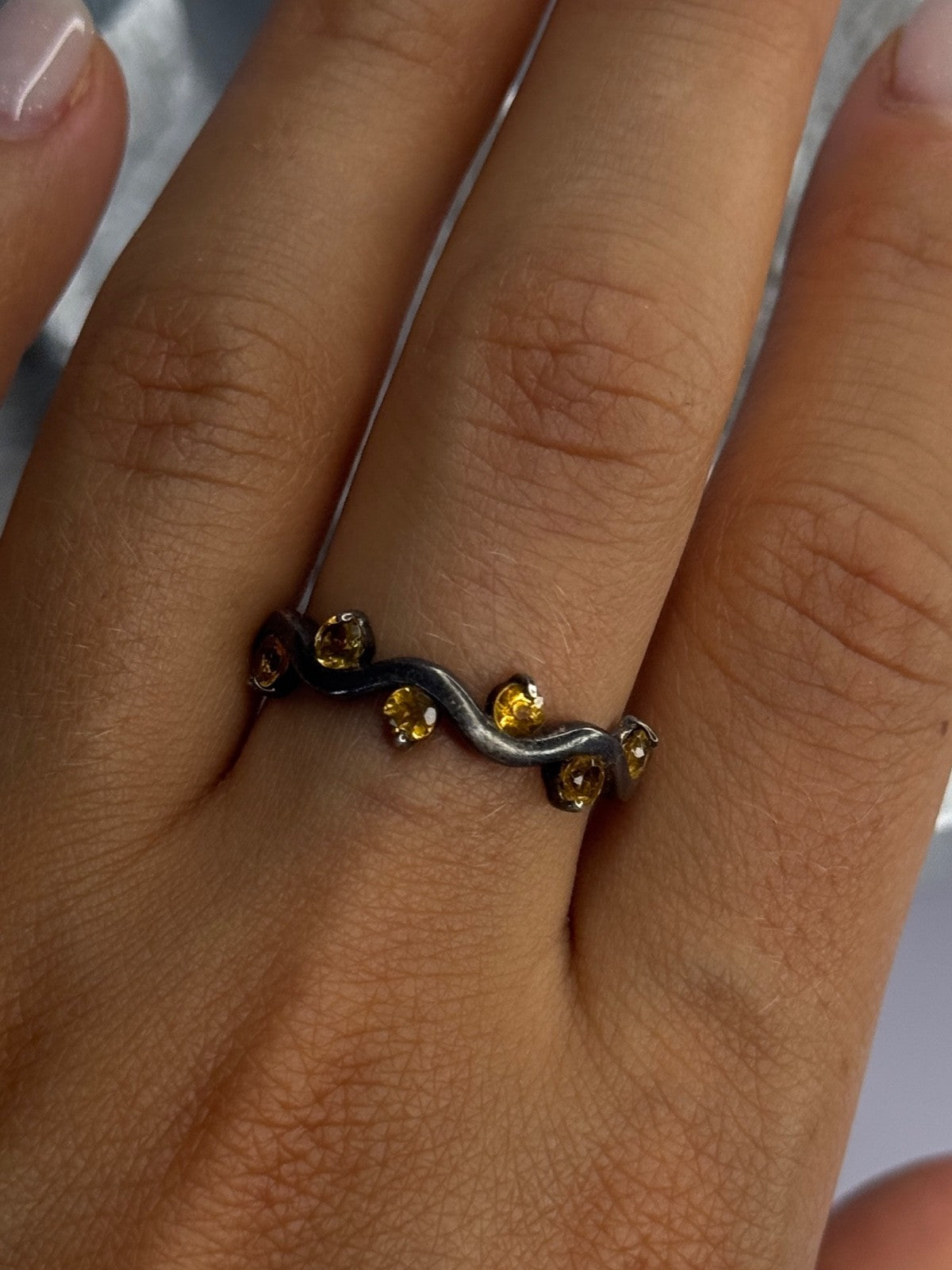 925 Sterling Silver Citrine Ring Size 9.5