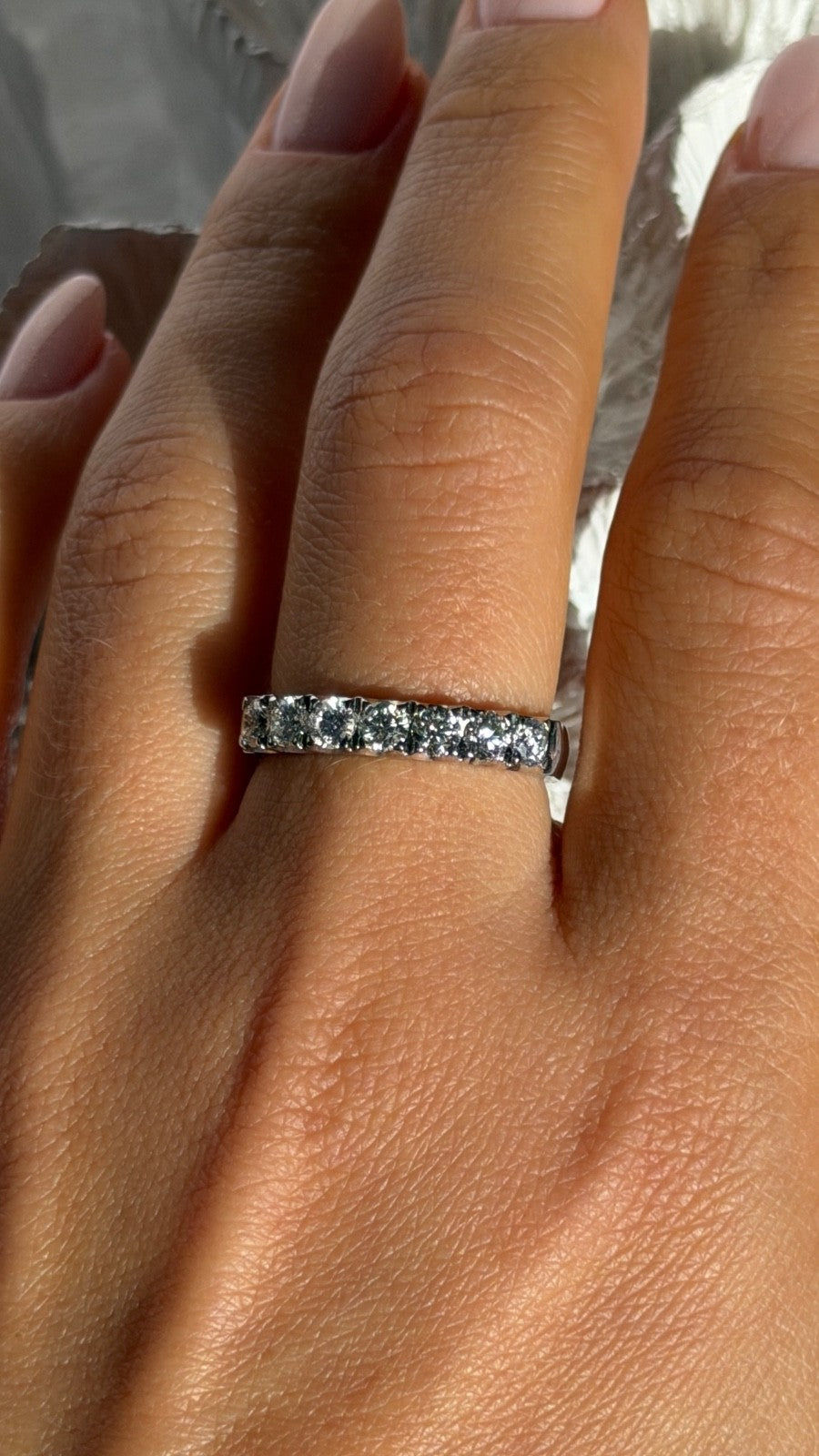 Custom 14K White Gold Diamond 0.85 ct Ring Size 8
