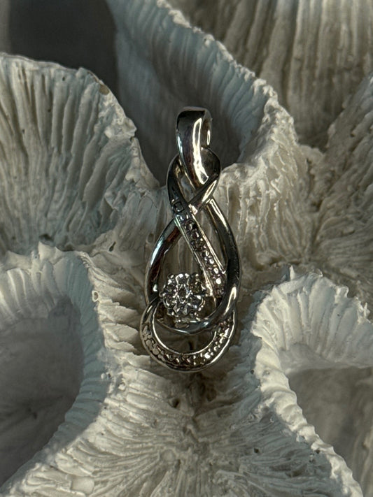Elegant 925 Sterling Silver Diamonds Pendant Length 1.10 Inch