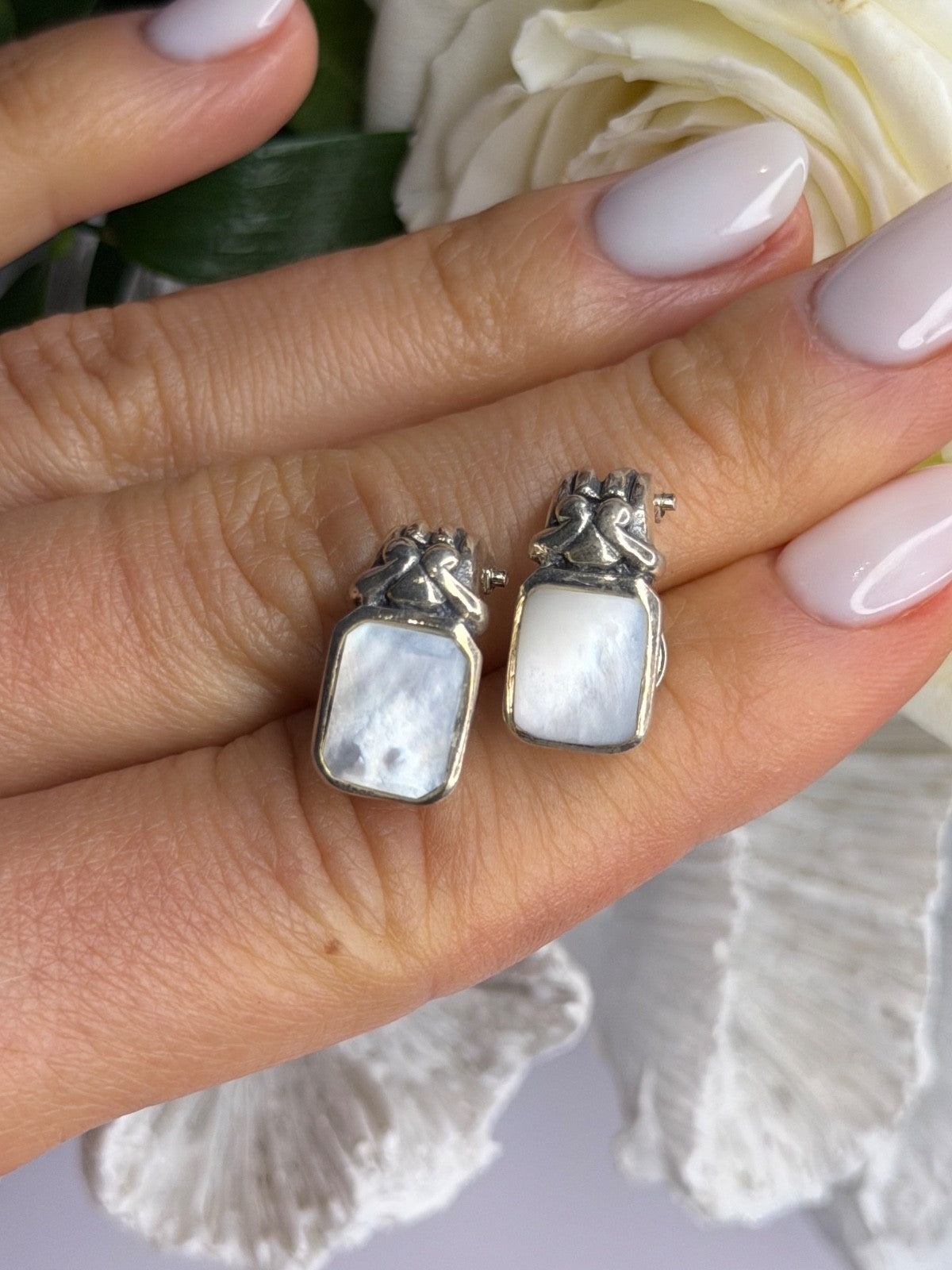 Vintage 925 Sterling Silver Abalone Earrings