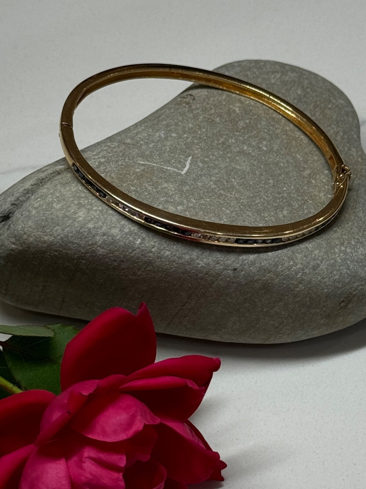 14K Yellow Gold Bracelet Blue & White Sapphire