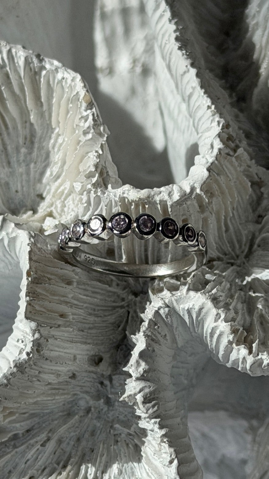 925 Sterling Silver Pink Spinel Ring Size 6