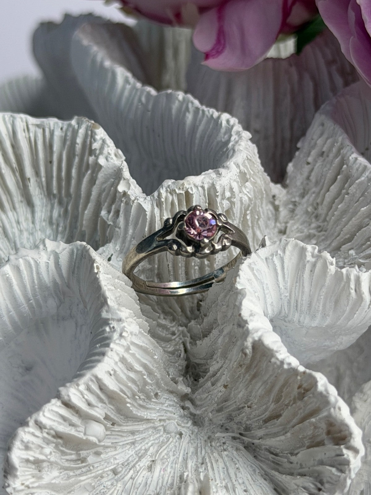 925 Sterling Silver Morganite Ring (adjustable)