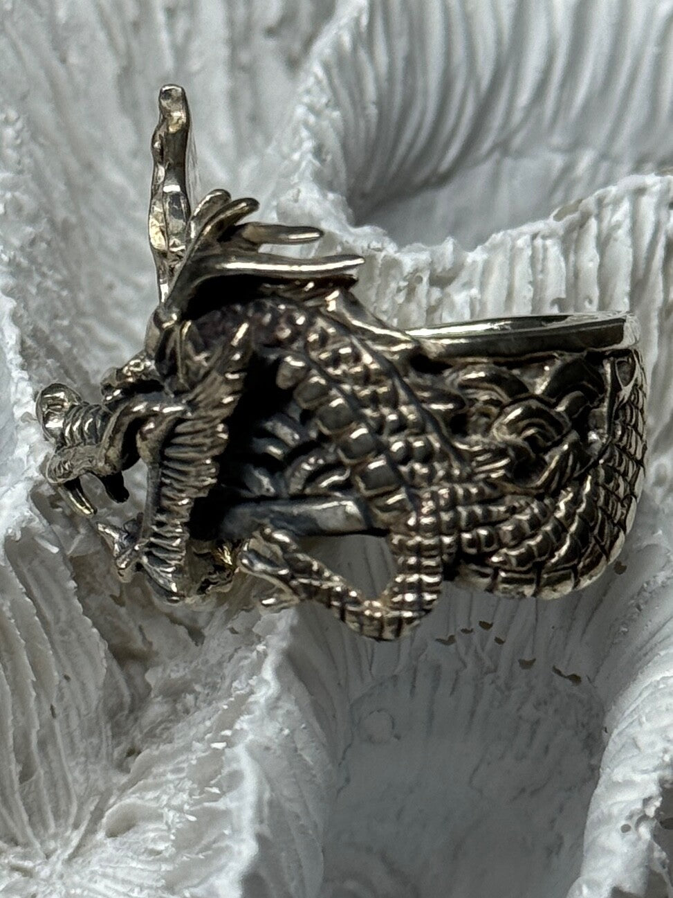 925 Sterling Silver Dragon Ring Size 9