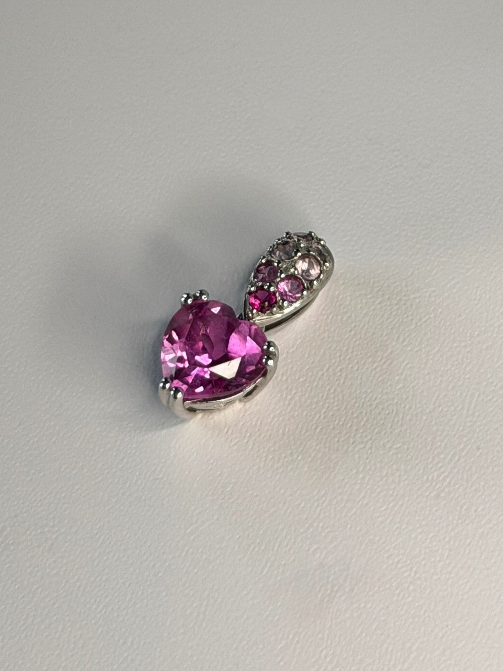 10K White Gold Pink Topaz Heart Pendant