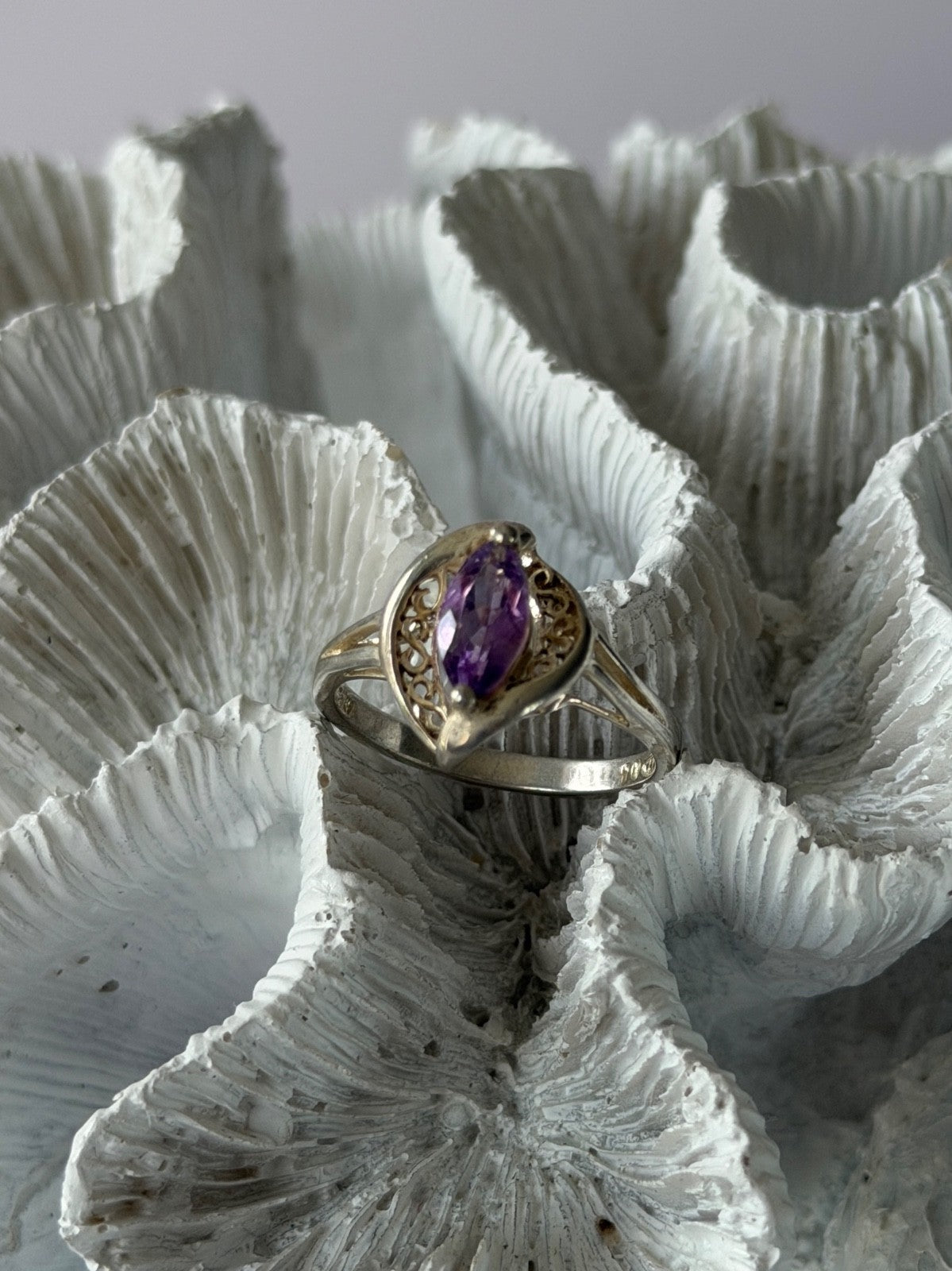 Avon 925 Sterling Silver Amethyst Ring Size 10
