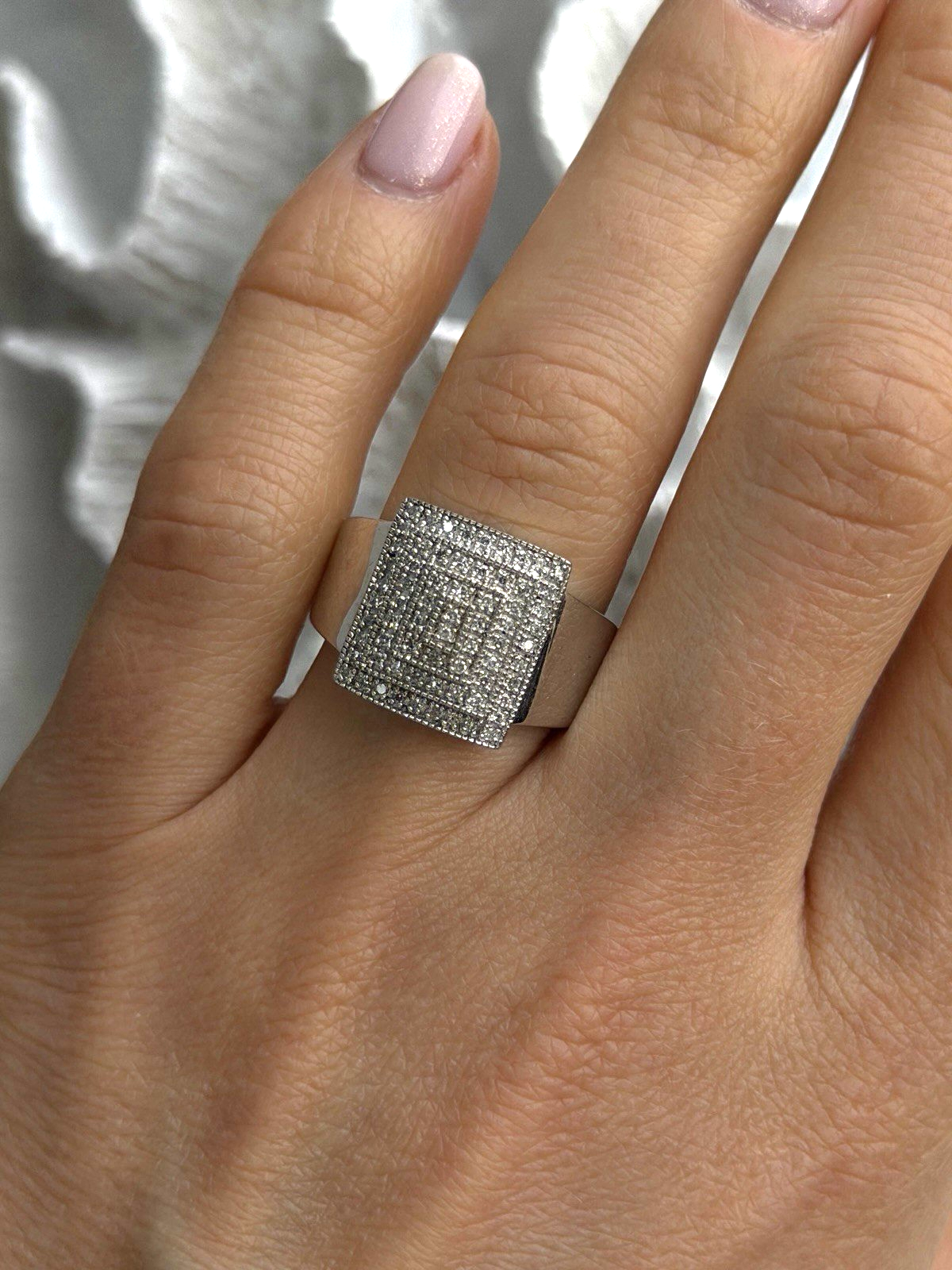 925 Sterling Silver White Colorless Sapphire Ring Size 8