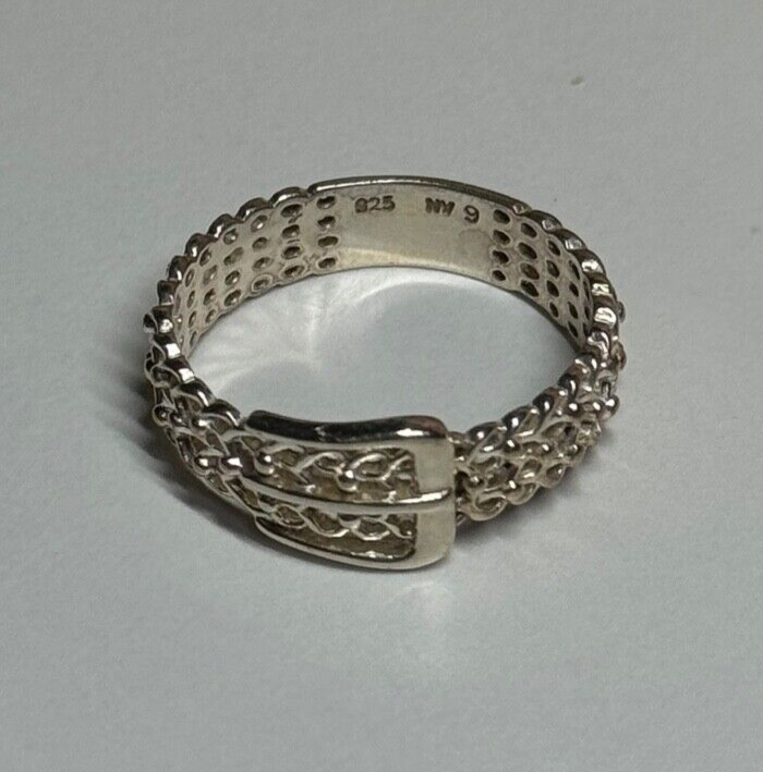 925 Sterling Silver Belt Ring Size 8