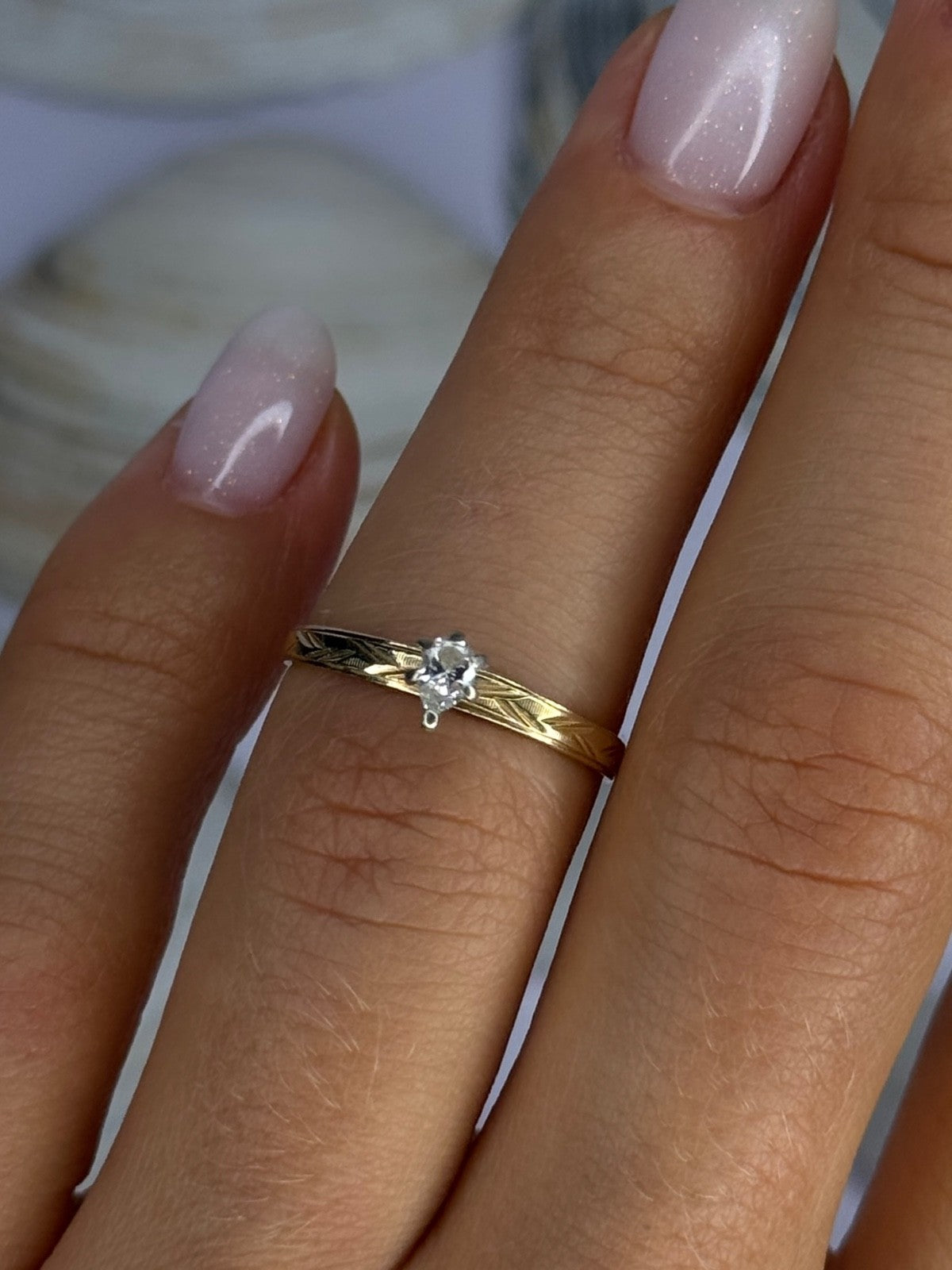 14K P HKS Yellow Gold Diamond 0.10 Carat Ring Size 6