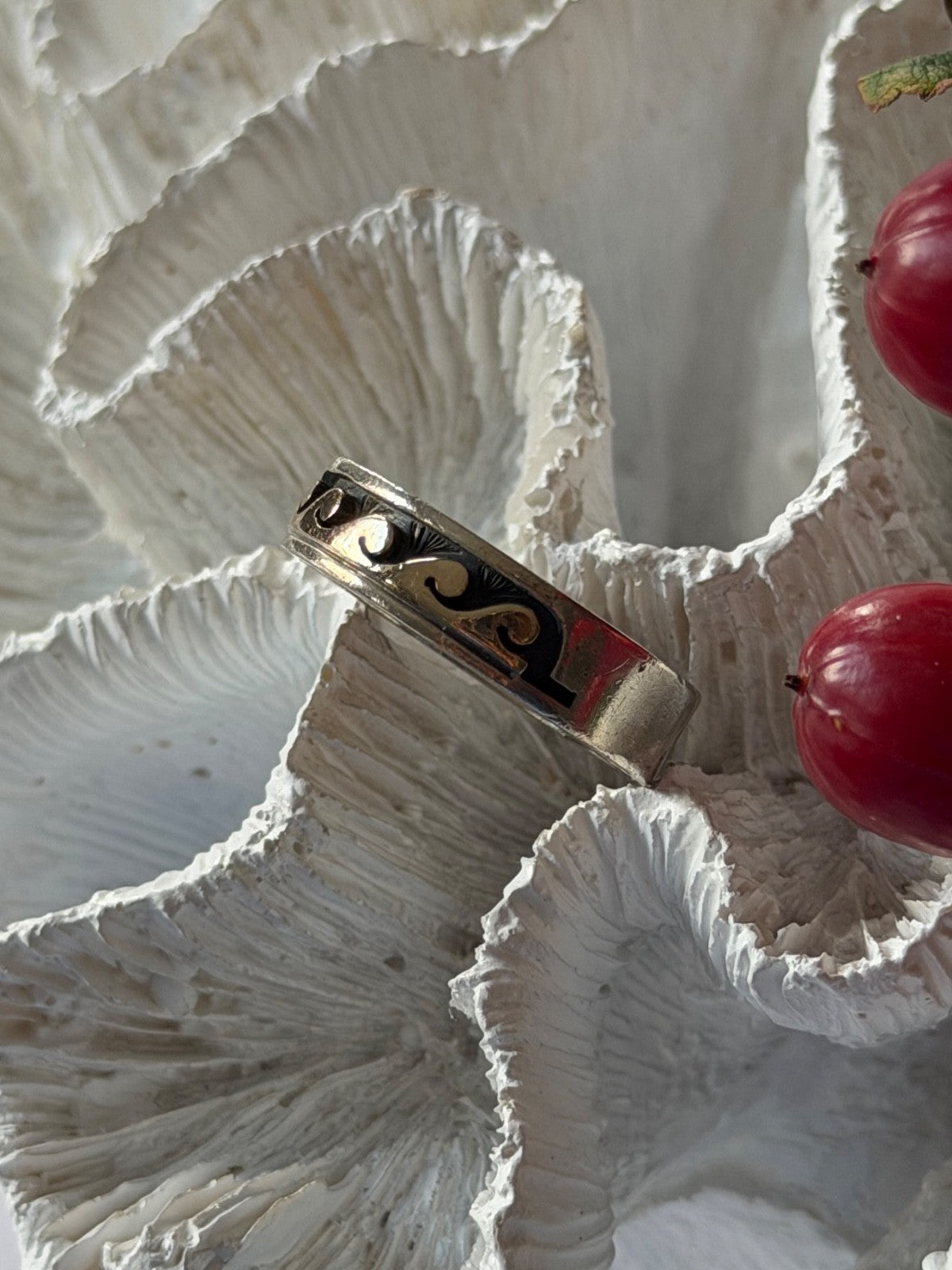 Scott Skeets Navajo 925 Sterling Silver & 14K Yellow Gold Ring Size 12