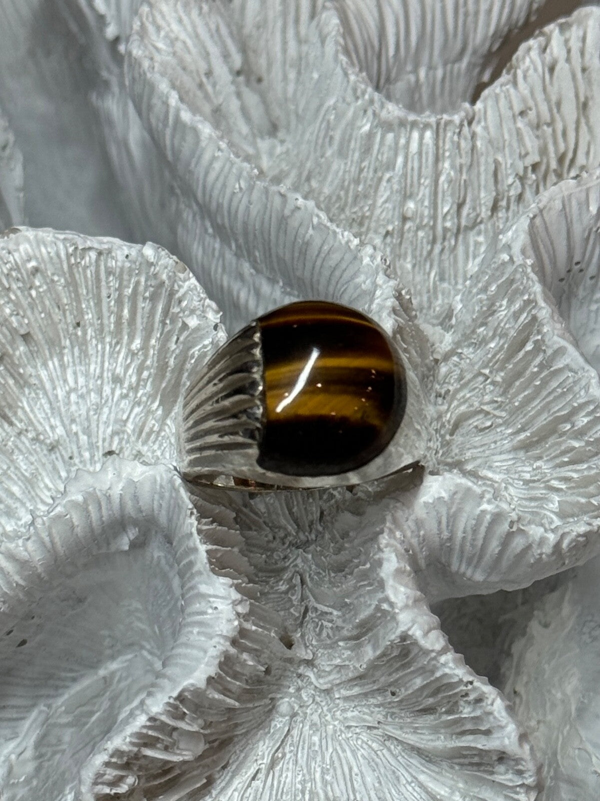 925 Sterling Silver Amber Men'S Ring Size 9