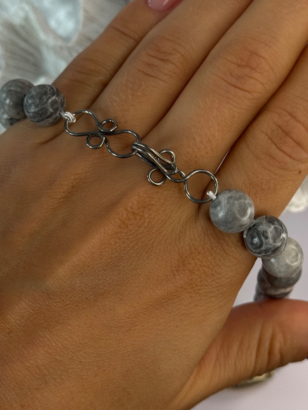 Elegant Design 925 Sterling Silver Jasper Necklace Length 18.5