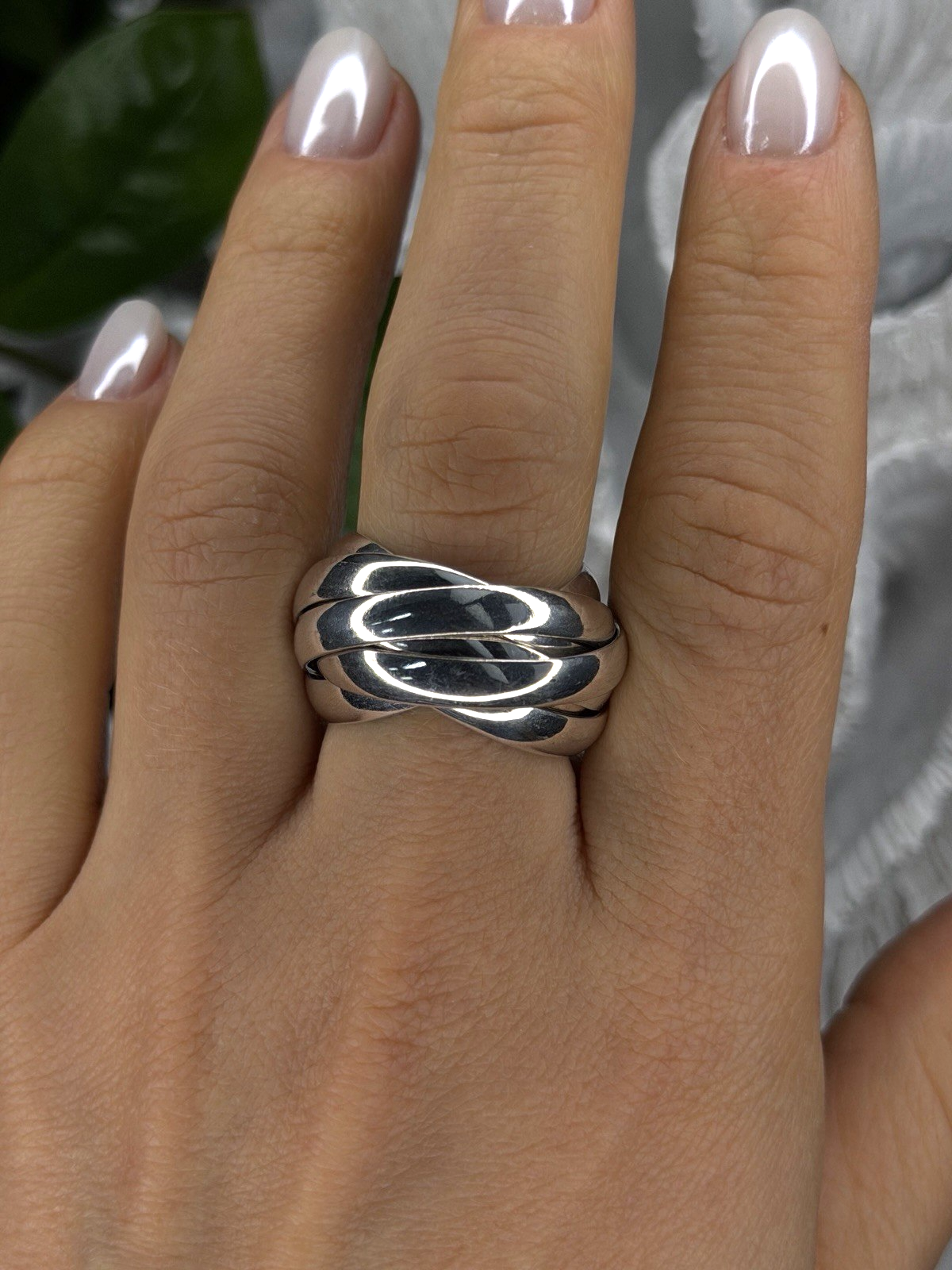 925 Sterling Silver 7 in 1  Interlocking Rolling Ring Size 11